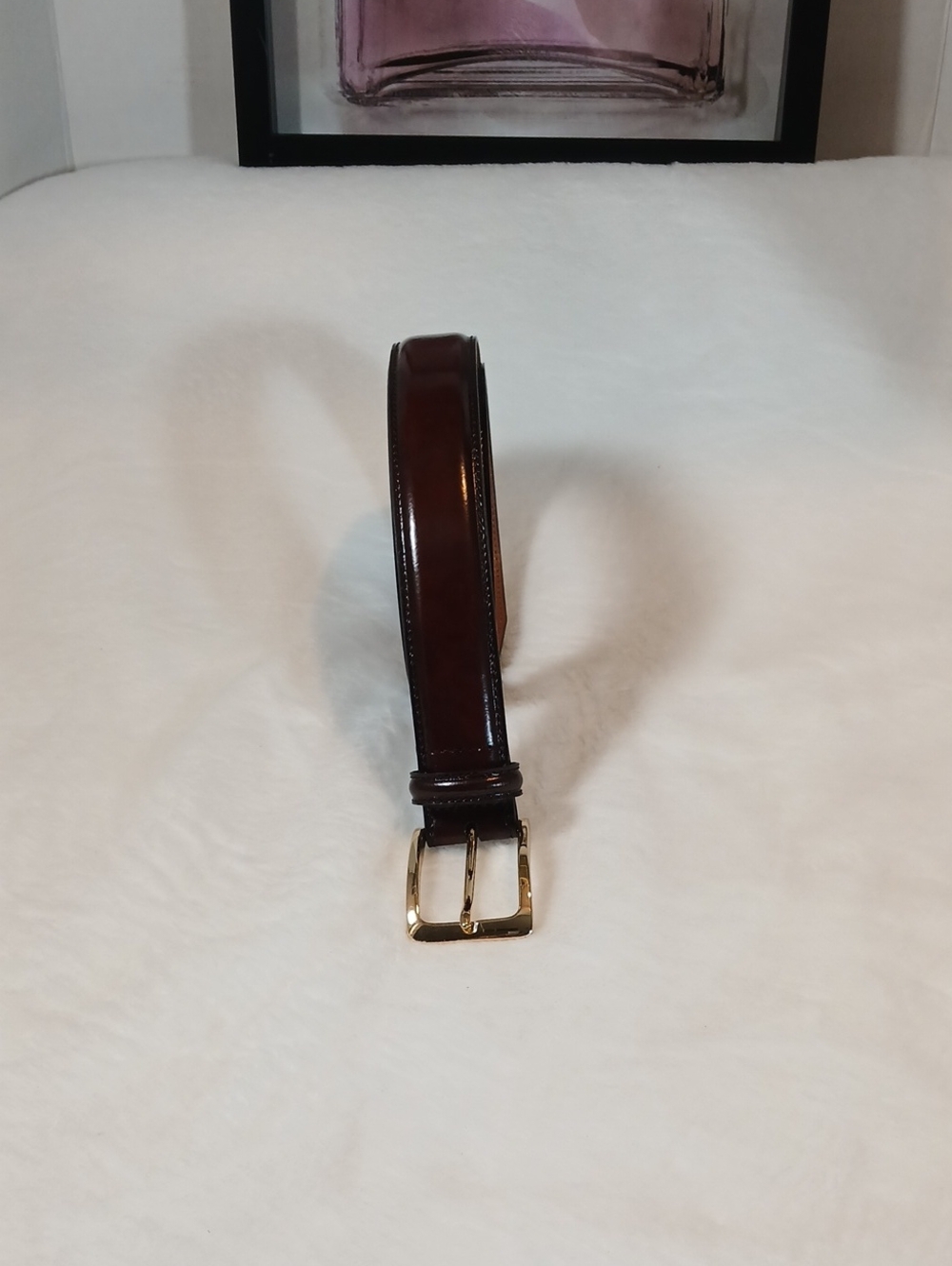 Johnston & Murphy Men's Dark Brown Leather Belt with Gold Buckle Sz 44